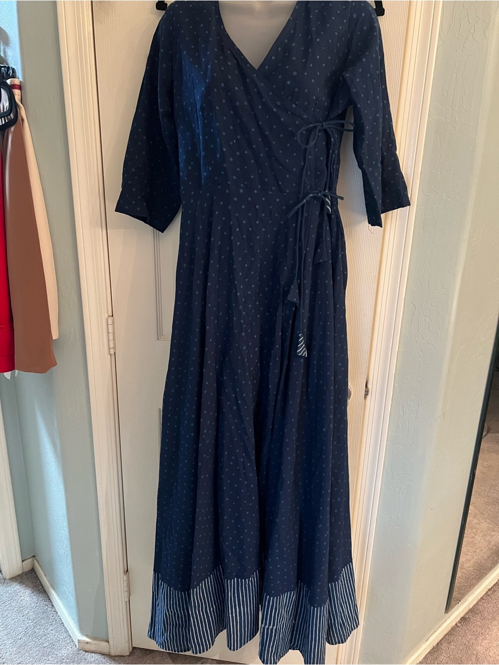 Rangen Kapaas wrap cotton dot maxi dress